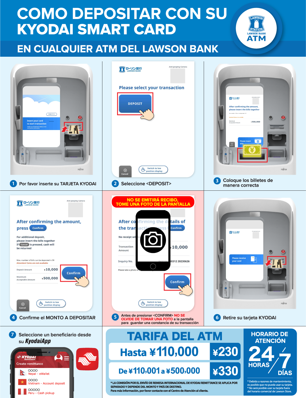 Cómo depositar Kyodai Remittance Card - Lawson bank